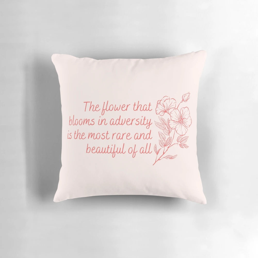A soft and comfortable decorative pillow featuring a rare and beautiful floral design inspired by the Disney movie Mulan.