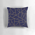 Navy blue throw pillow featuring a gold glitter abstract pattern design