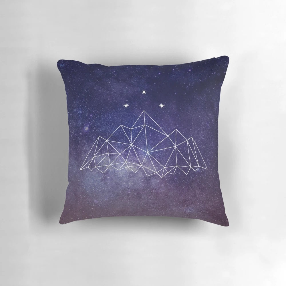Beautifully designed Night Court pillow with stars and mountains, perfect for ACOTAR fans.