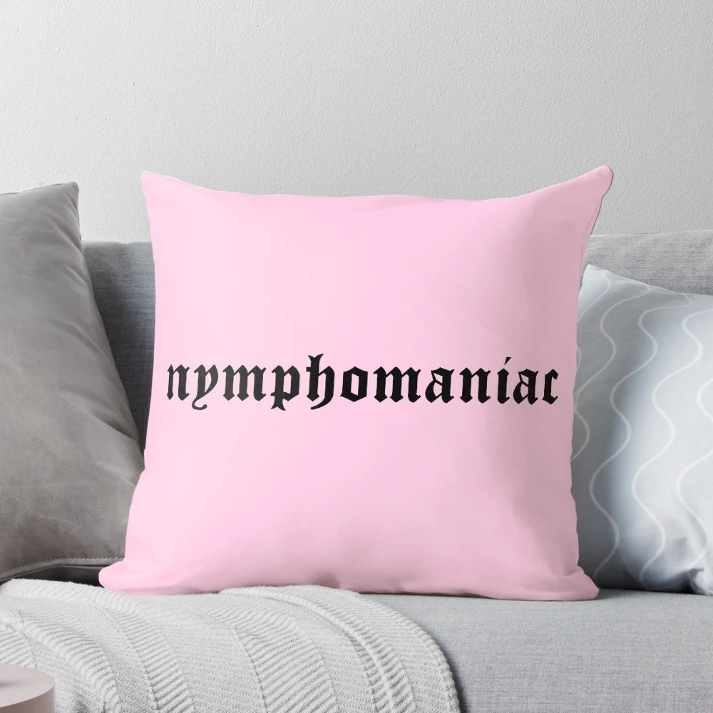 Soft, plush pillow featuring a nymphomaniac design with Lana Del Rey-inspired imagery.