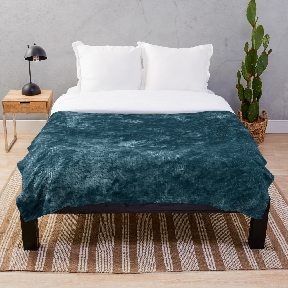 Peacock teal velvet plush blanket