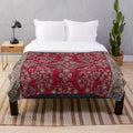 Persian-inspired plush blanket with floral and geometric patterns