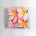 Vibrant pink plumeria tree printed on a soft, king-size pillow for a touch of Hawaiian paradise in your home.
