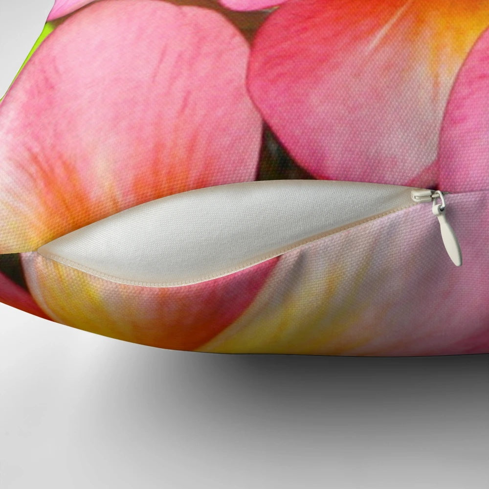 Vibrant pink plumeria tree printed on a soft, king-size pillow for a touch of Hawaiian paradise in your home.