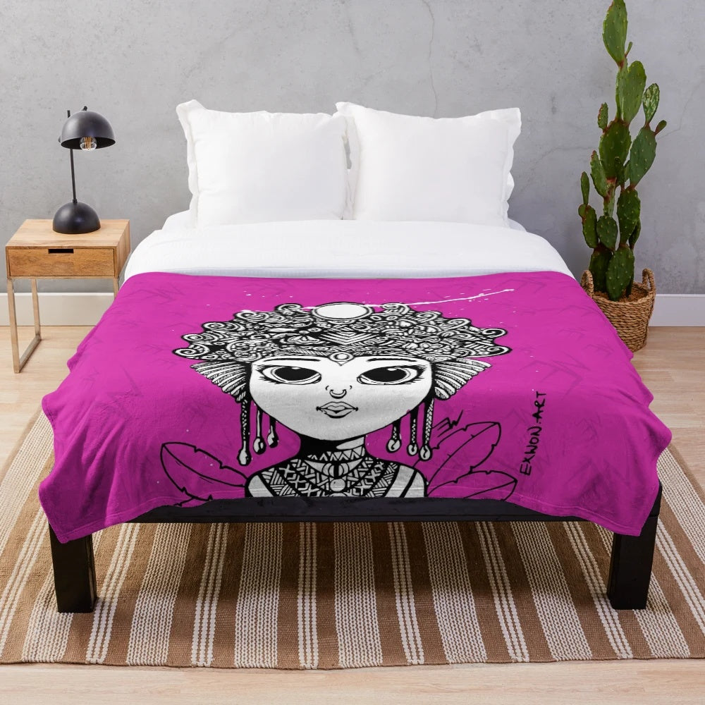 Soft and cozy pink plush blanket for home decor
