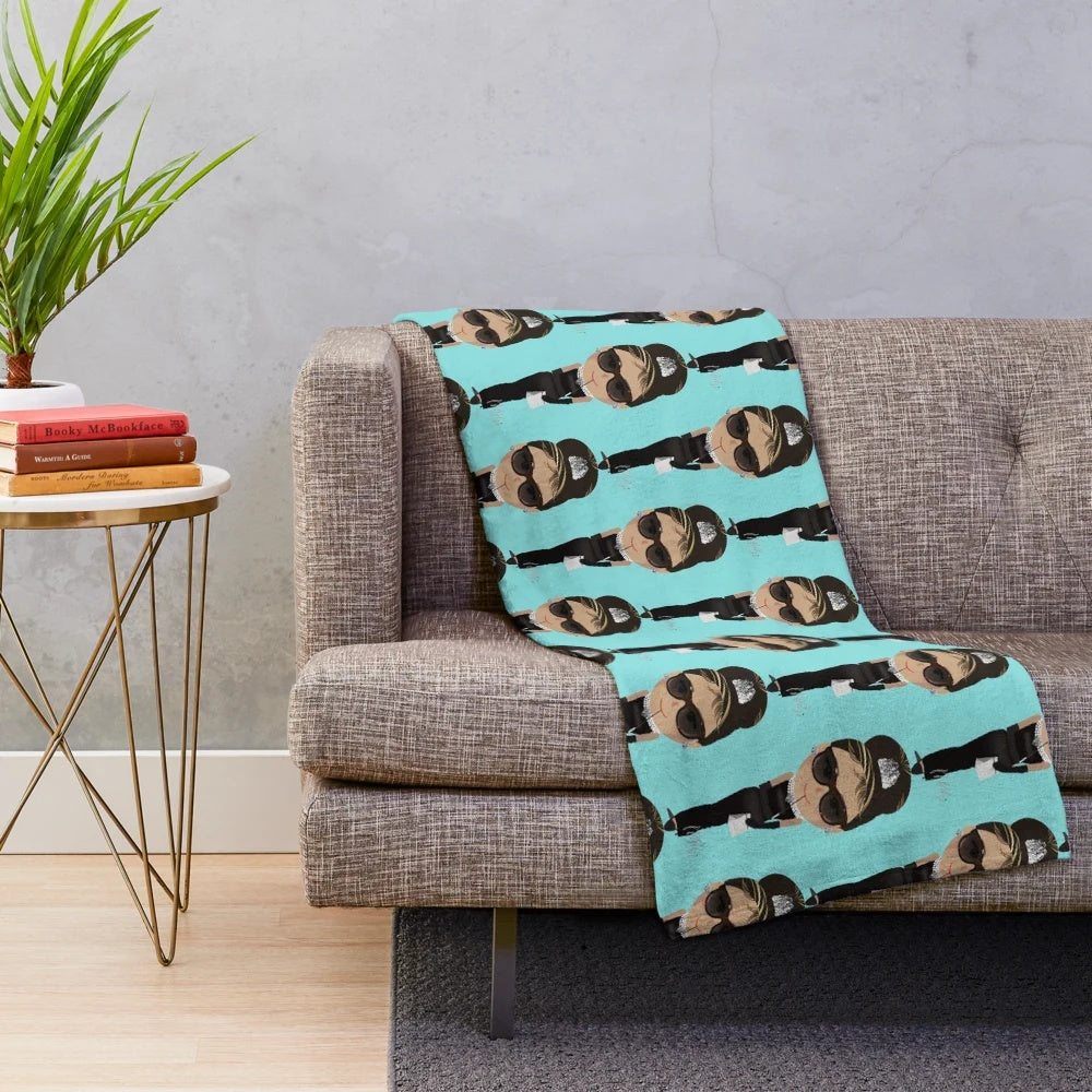 Cozy and soft plush blanket with Audrey Hepburn inspired pattern
