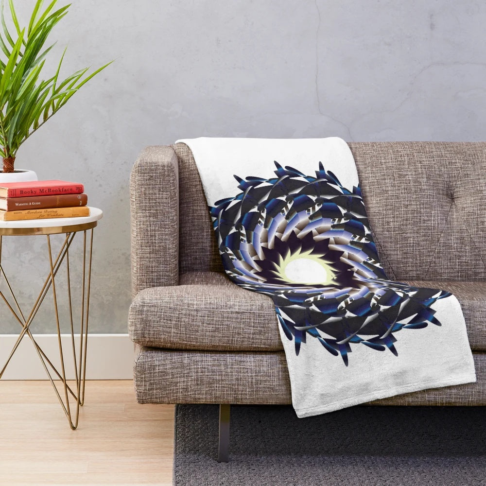 Plush designer blanket with vibrant, symmetrical pattern