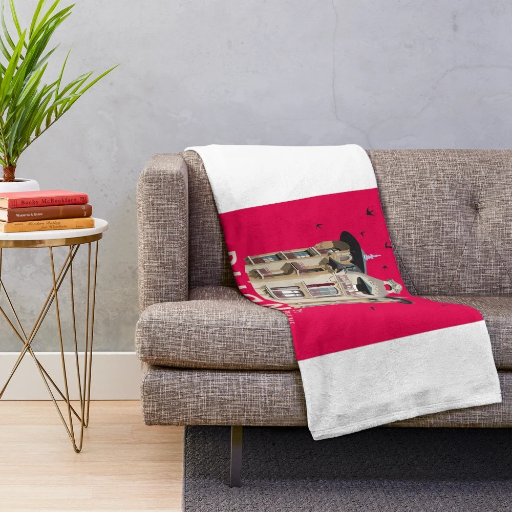 Plush blanket with French architectural design