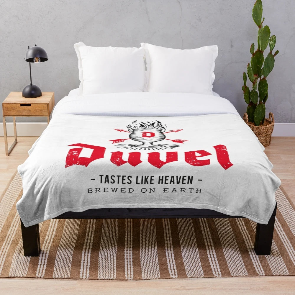 Cozy plush blanket with beer-inspired design