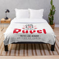 Cozy plush blanket with beer-inspired design