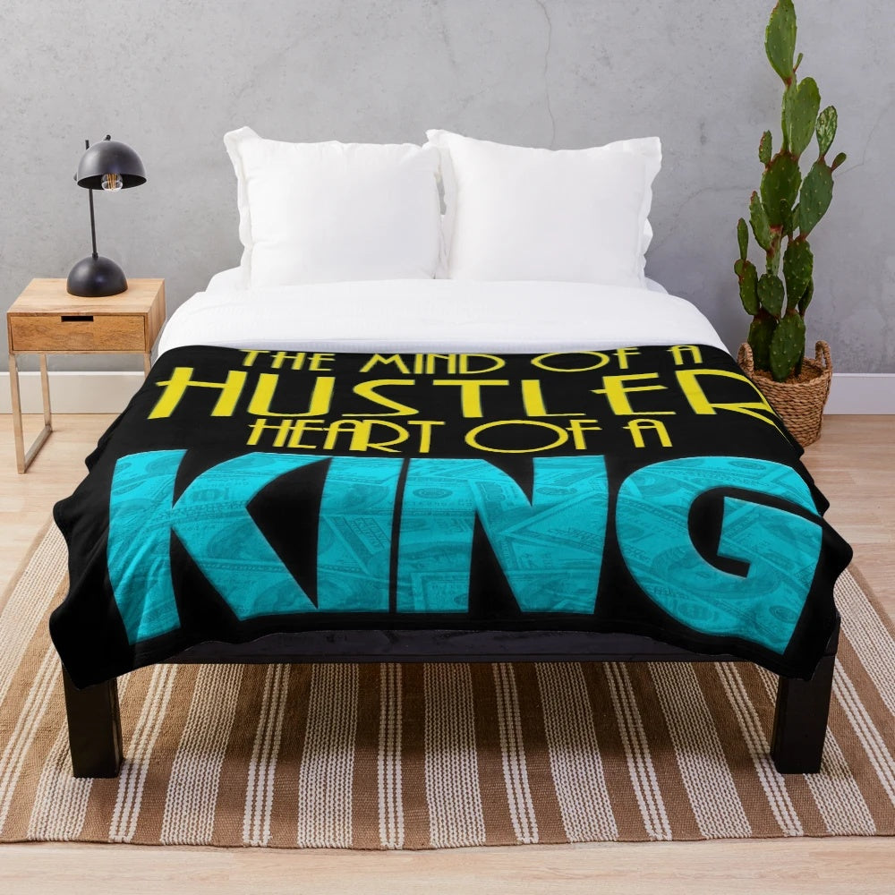 Plush blanket with high society culture and money-themed design