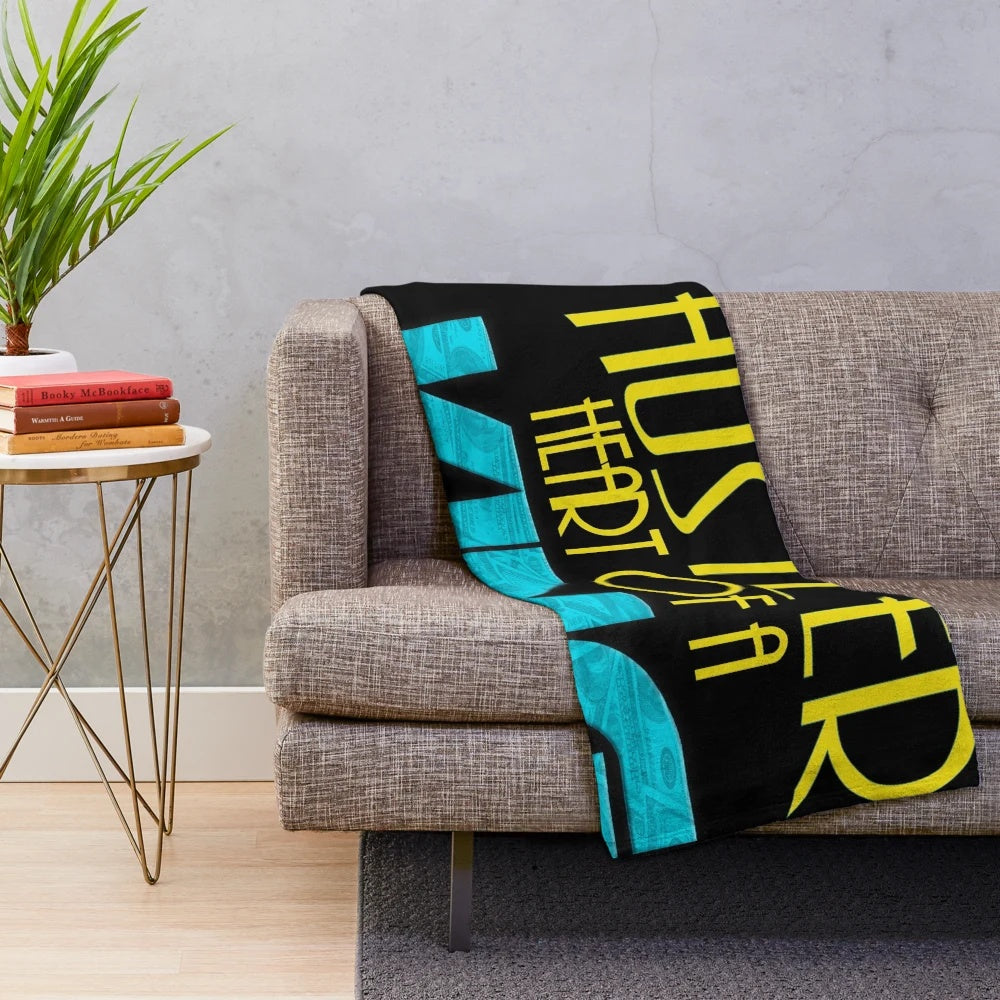 Plush blanket with high society culture and money-themed design