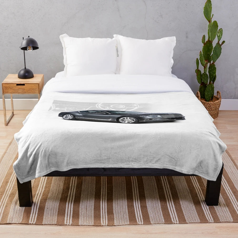 Plush blanket featuring the sleek design of the Bentley Continental GT luxury sports car