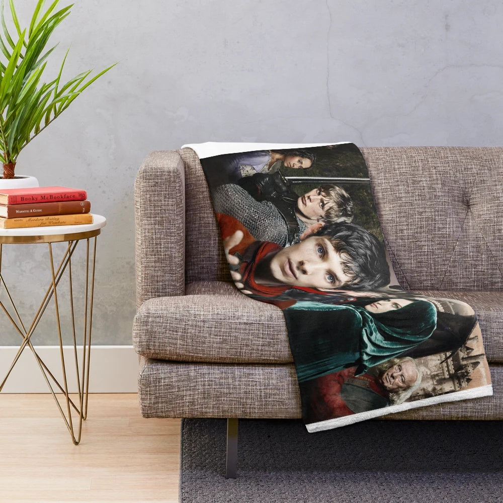 Merlin inspired plush blanket with soft, cozy texture