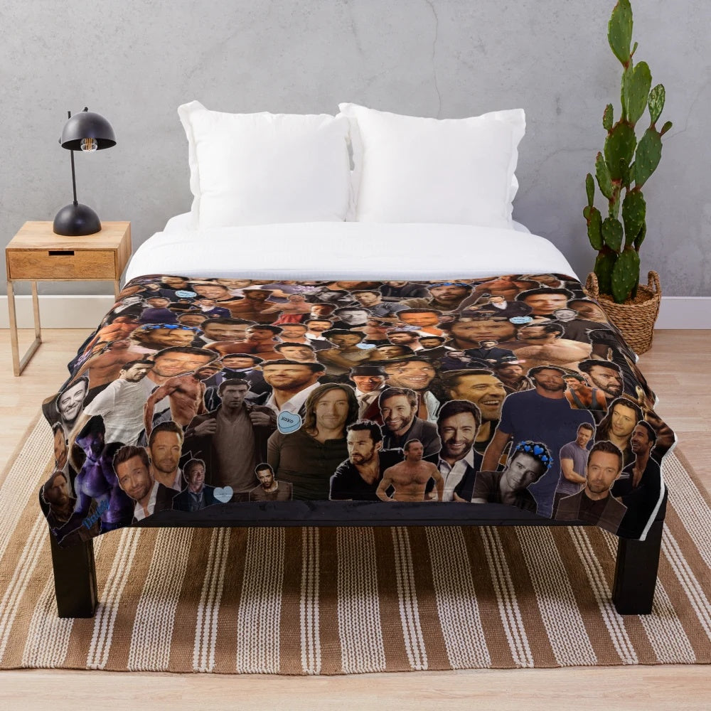 Soft and plush blanket featuring Hugh Jackman