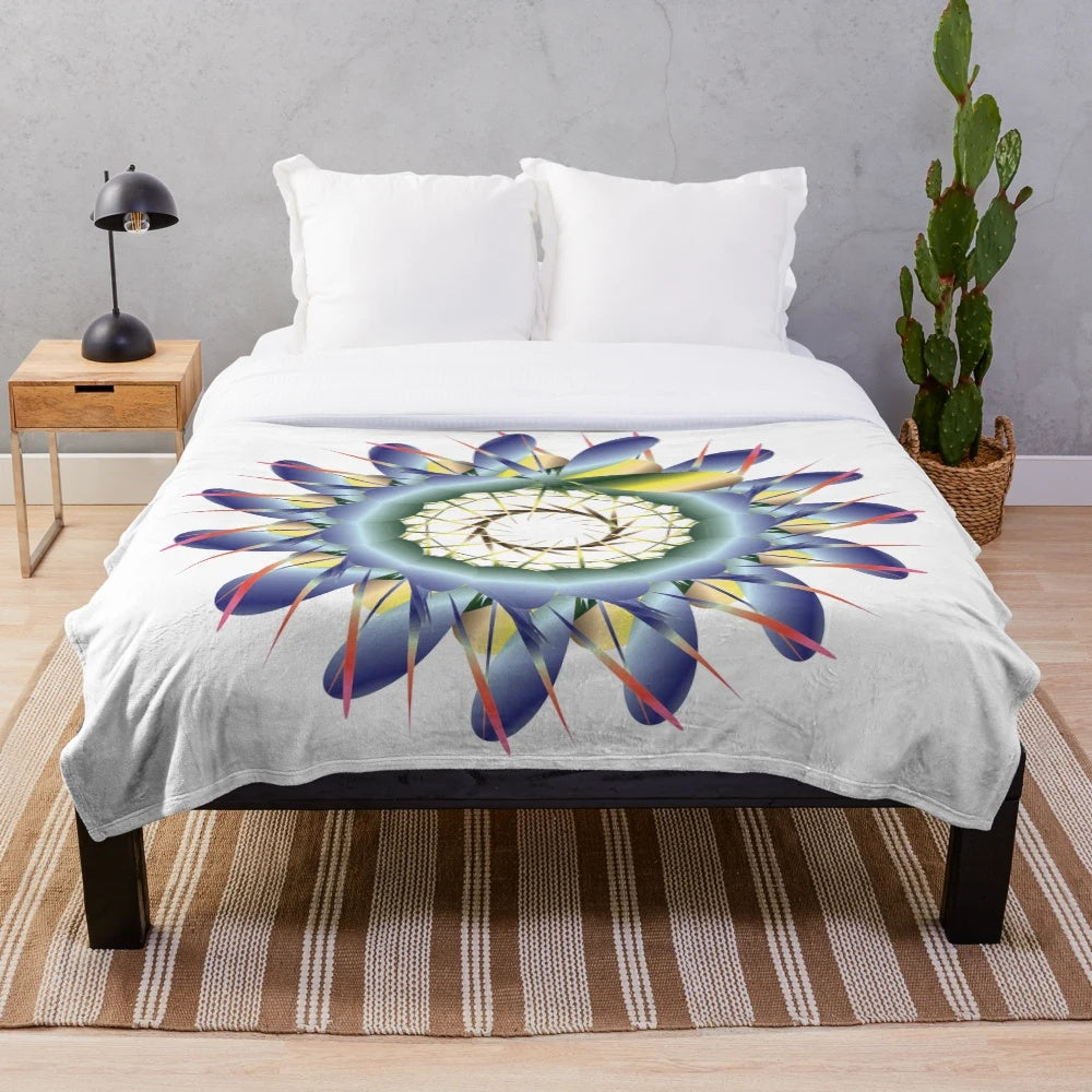Plush designer blanket with a vibrant and symmetrical pattern