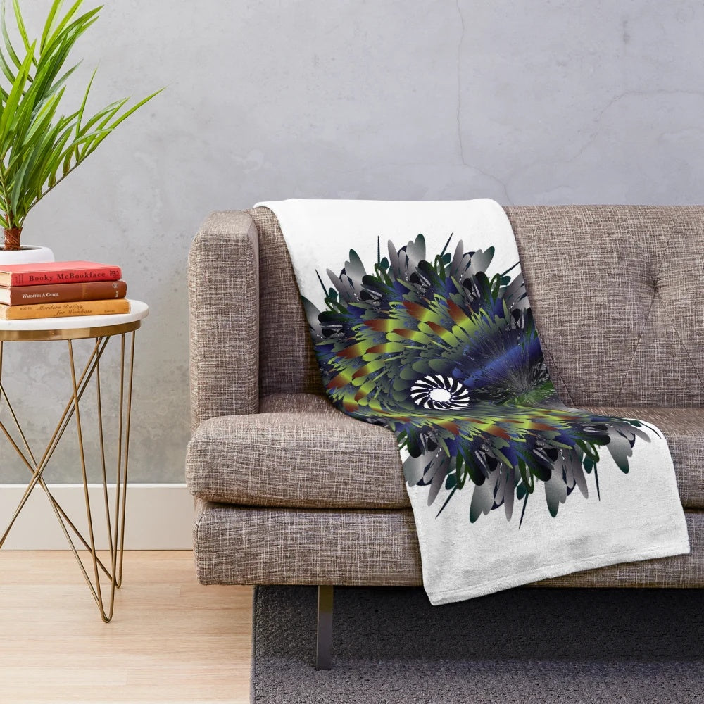 Luxurious designer's plush blanket with vibrant and symmetrical pattern