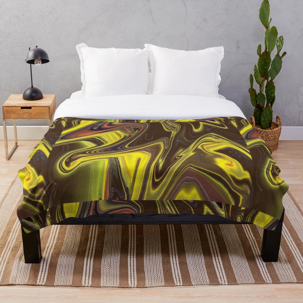 Soft, cozy, and vibrant plush blanket with a designer's touch
