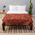Antique Persian Rug Inspired Plush Blanket