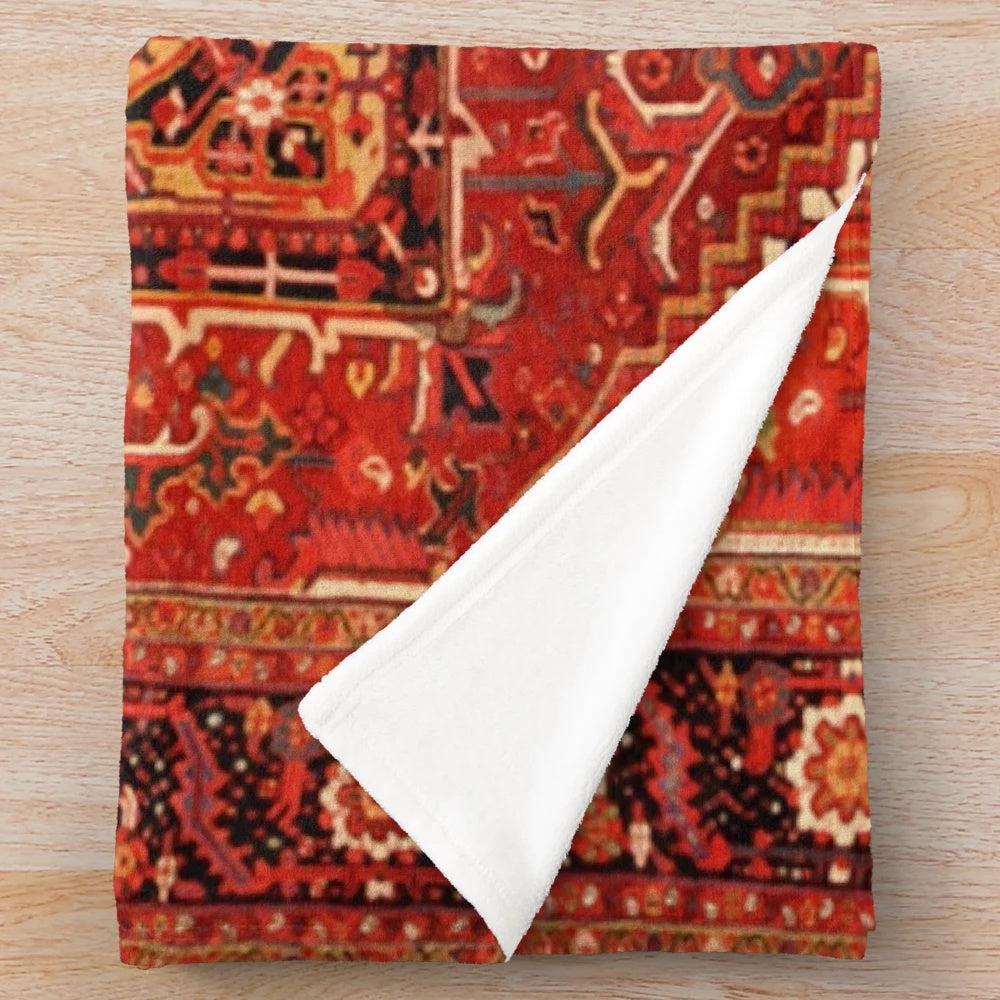 Antique Persian Rug Inspired Plush Blanket