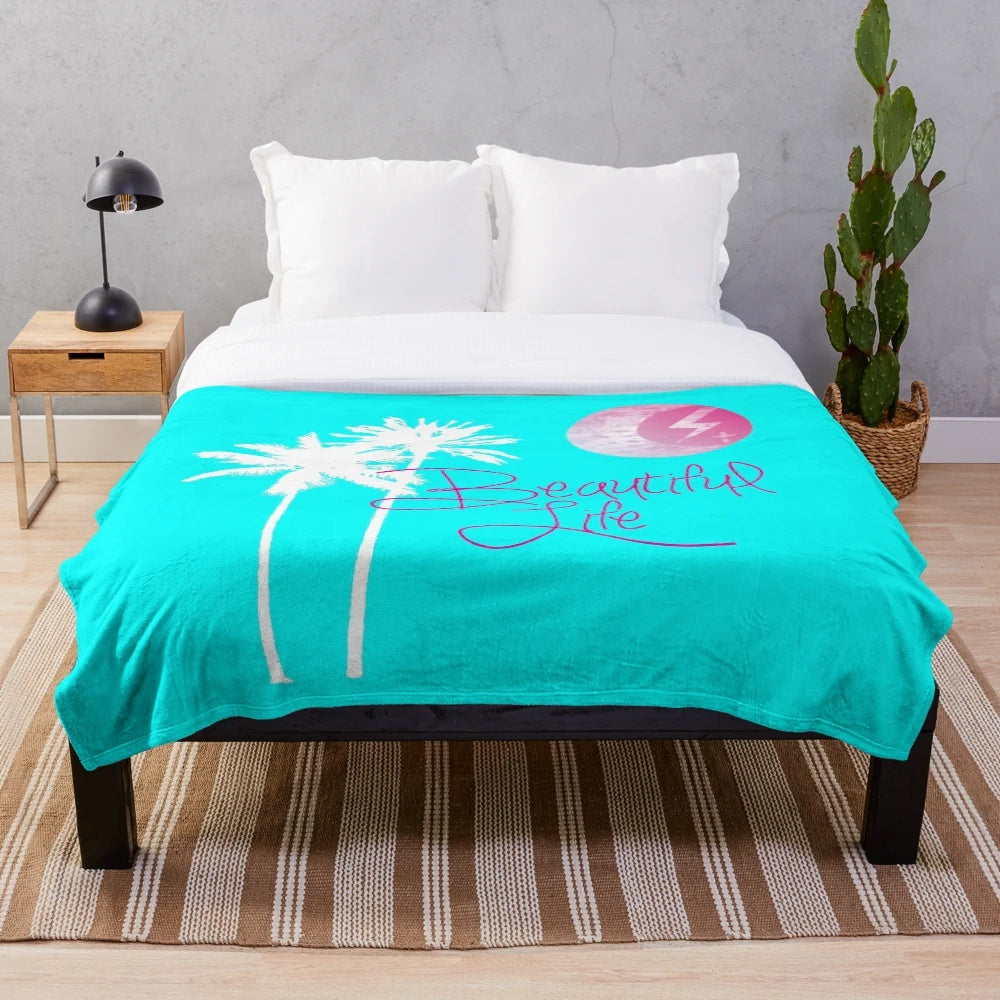 Soft and cozy plush blanket with beautiful palm design