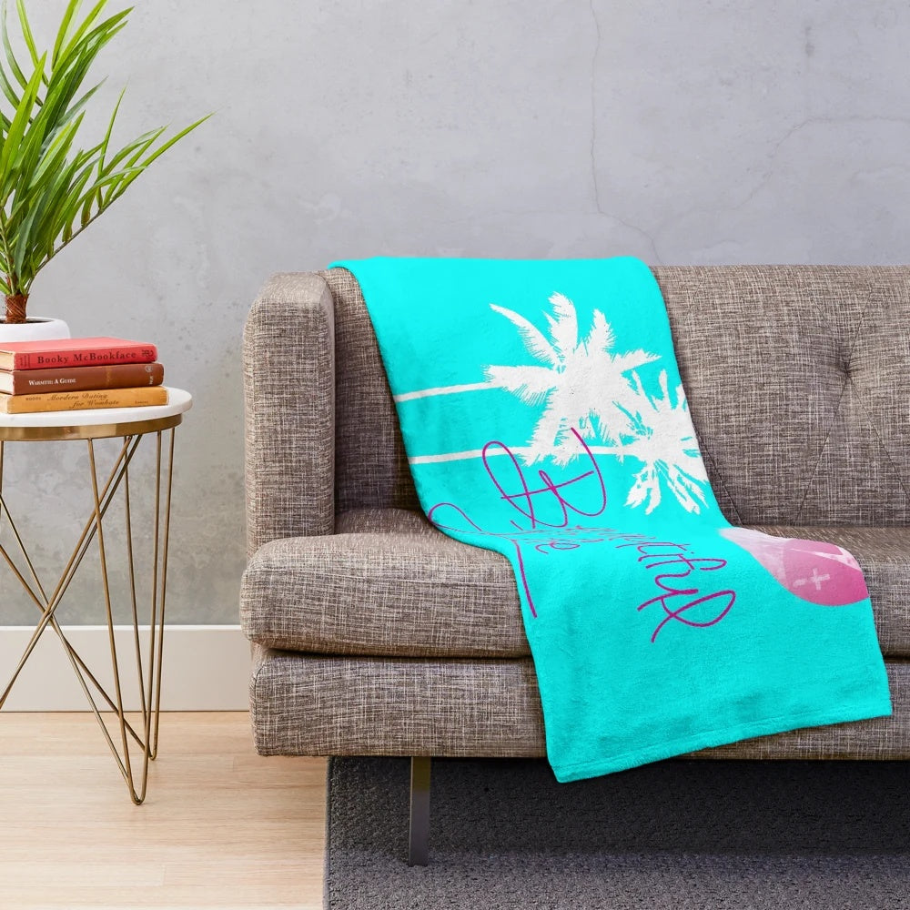 Soft and cozy plush blanket with beautiful palm design