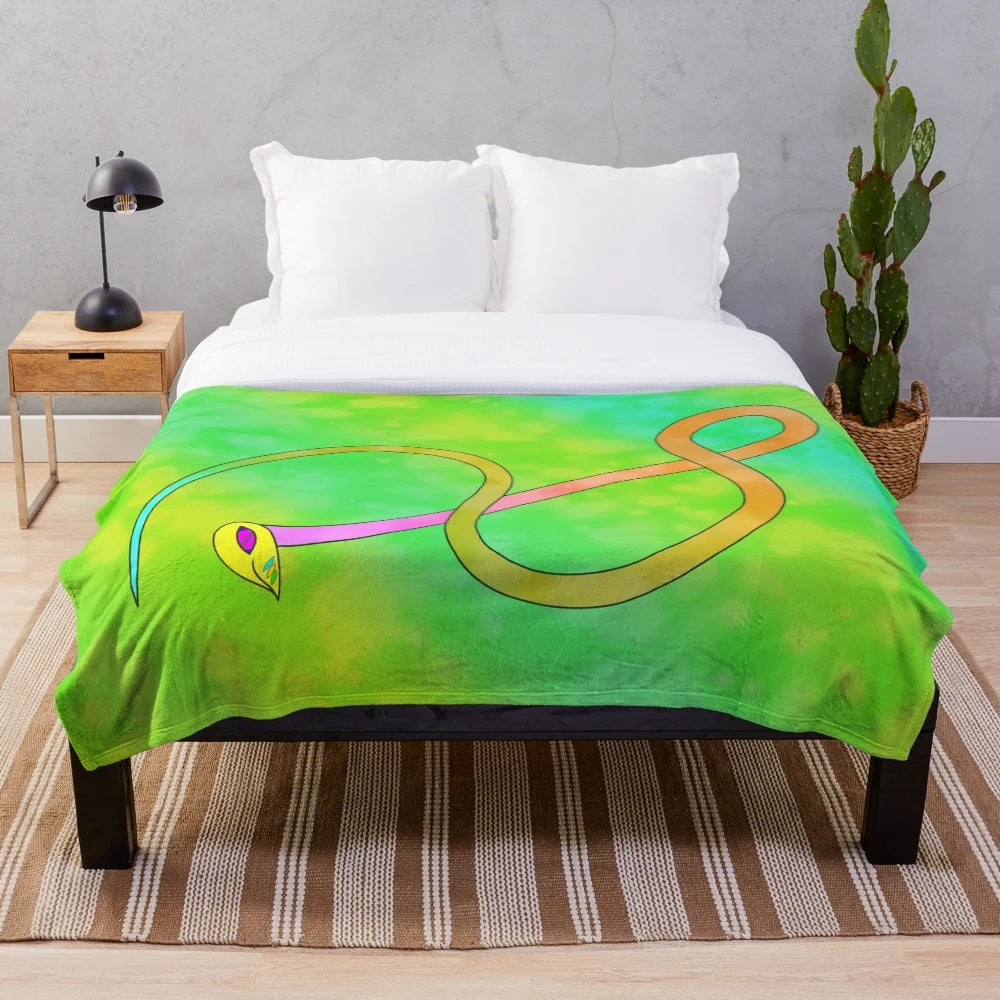 Plush blanket with fantasy serpent design