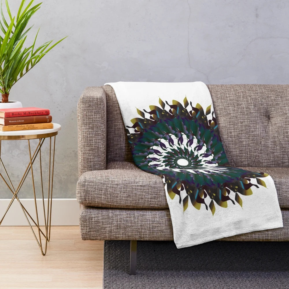 Plush designer blanket with vibrant, symmetrical patterns