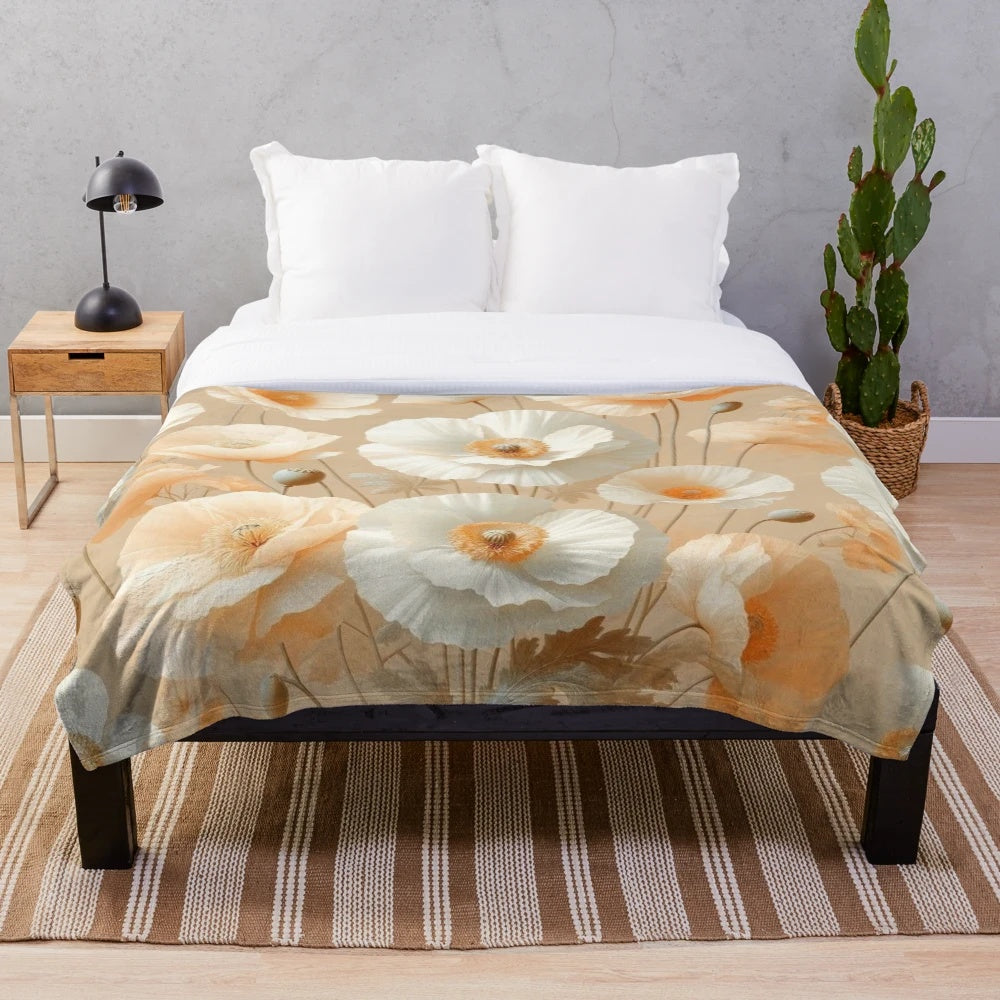 Poppies Floral Plush Blanket for a Cozy and Romantic Home