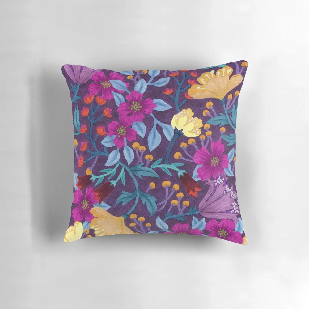 Beautiful purple floral pattern decorative throw pillow