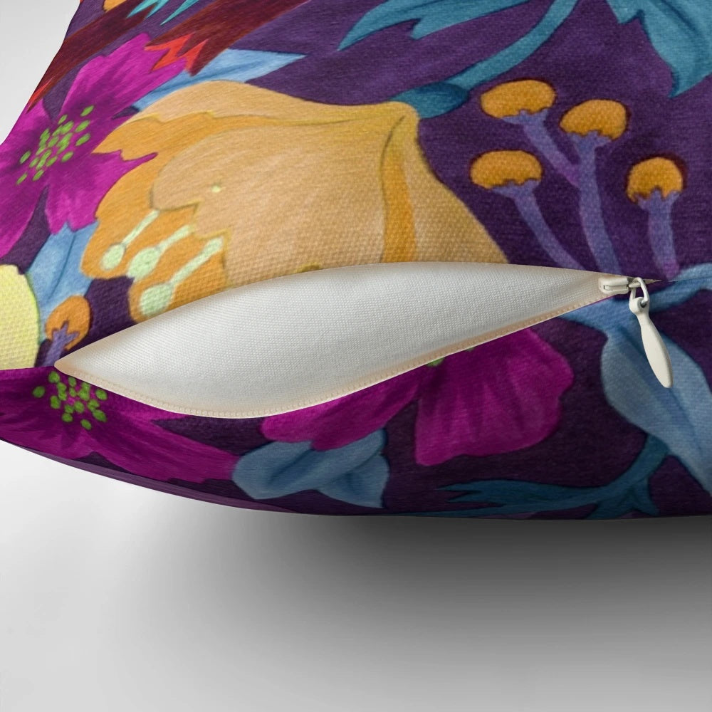 Beautiful purple floral pattern decorative throw pillow