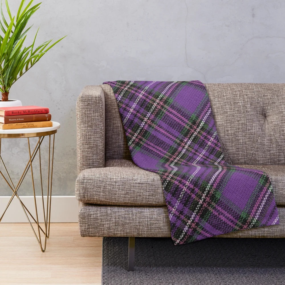 Soft and Cozy Purple Plaid Plush Blanket