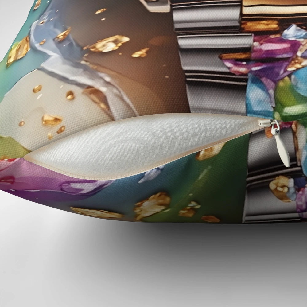 Vibrant multi-color Rolex Daytona watch inspired throw pillow for home decor