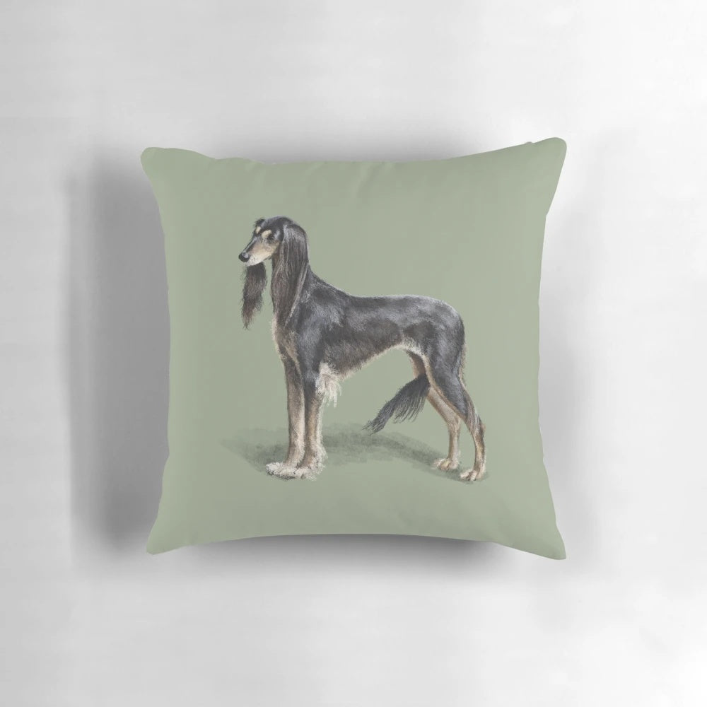 A high-quality pillow featuring a beautiful saluki sighthound dog