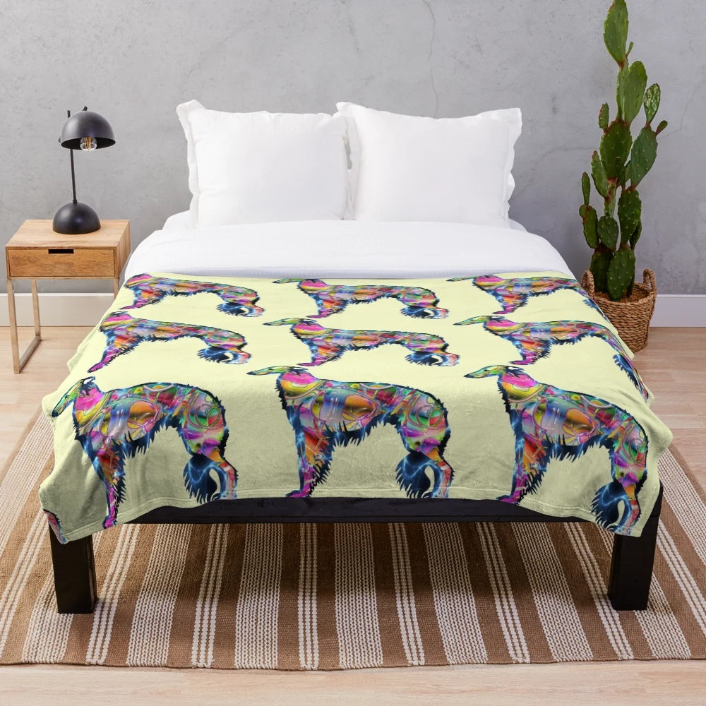 Silken Windhound Plush Blanket with Modern Dog Design