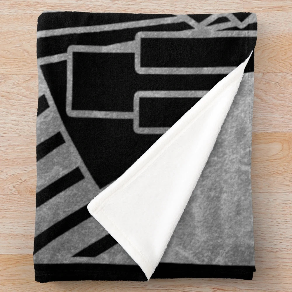 Luxurious silver art deco inspired plush blanket with geometric design