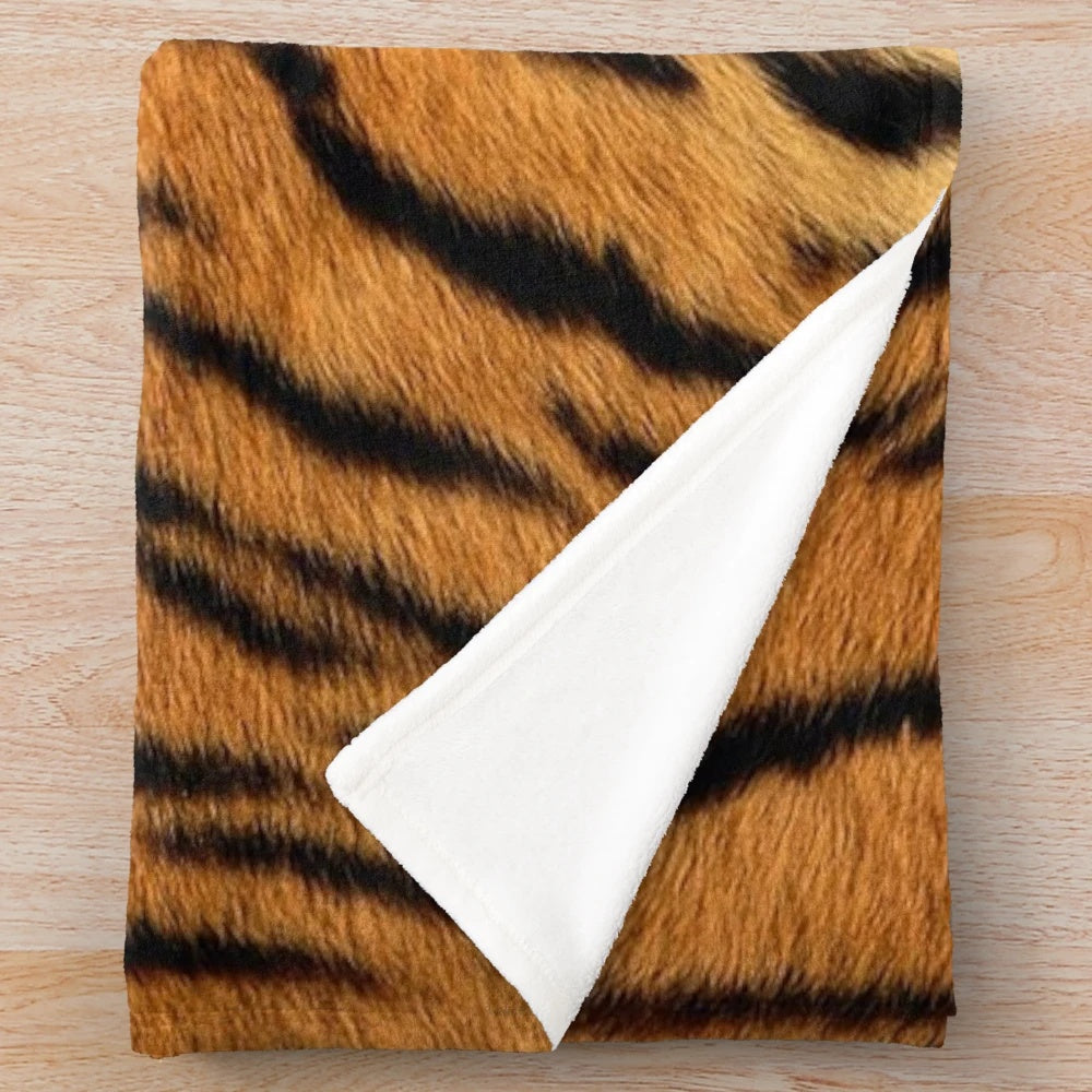 Cozy tiger skin print plush blanket
