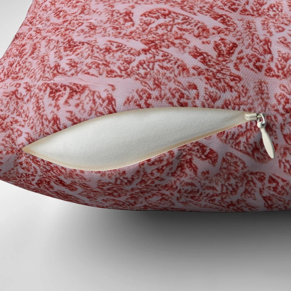 A Wagyu A5 Kobe beef ribeye steak texture pillow, a unique and high-quality home decor item.