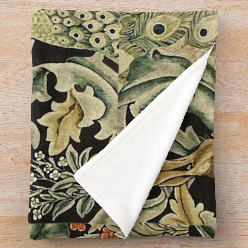 William Morris forest-inspired plush blanket