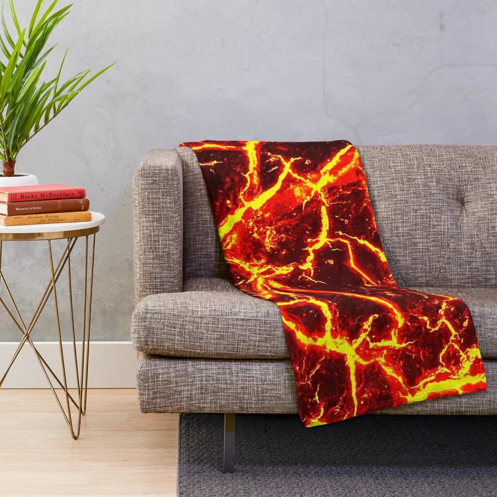 Cozy red and orange lava themed plush blanket