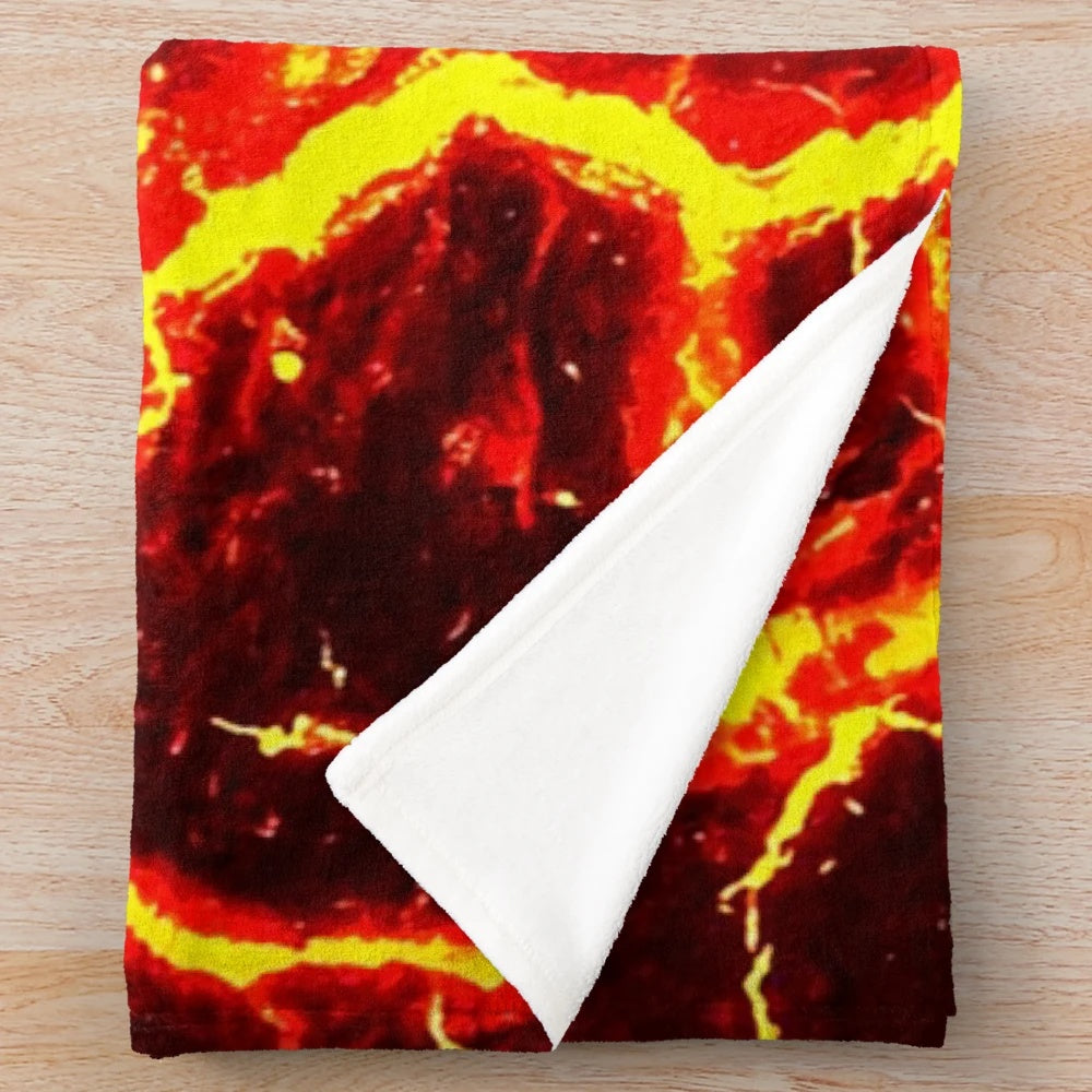 Cozy red and orange lava themed plush blanket