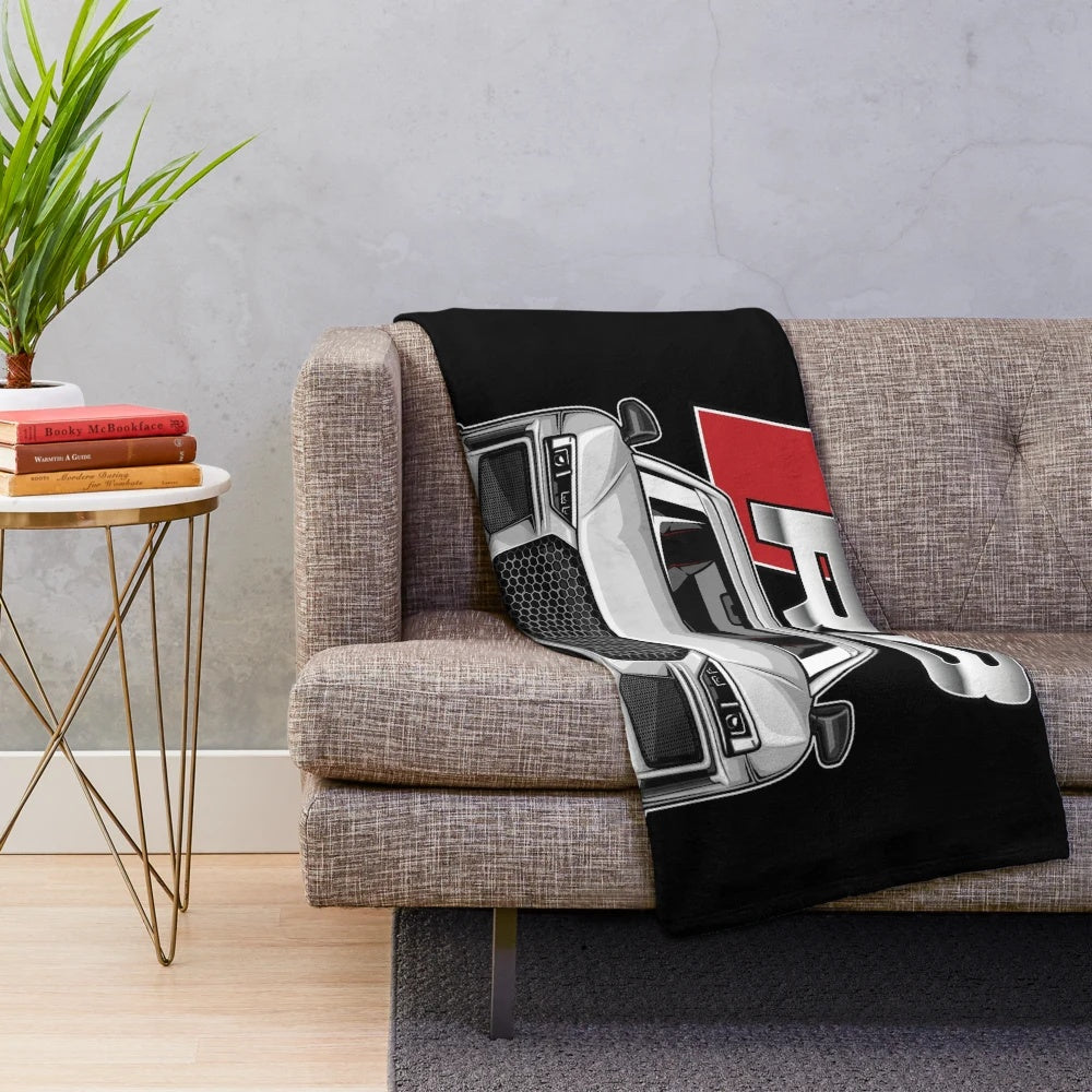 Plush blanket in the style of an Audi R8 V10 supercar