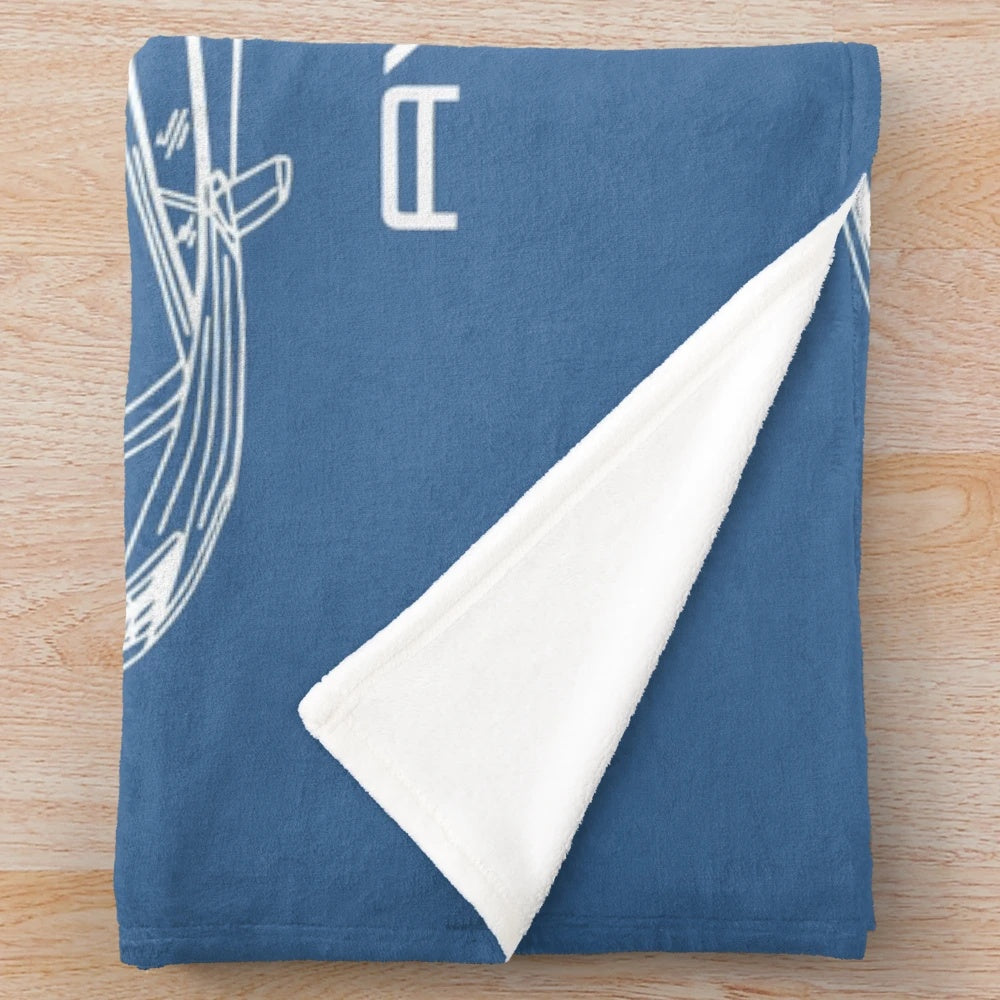 Plush blanket with Aventador supercar blueprint design