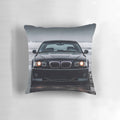 Soft, plush black car-themed pillow featuring a design inspired by high-performance German sports cars.