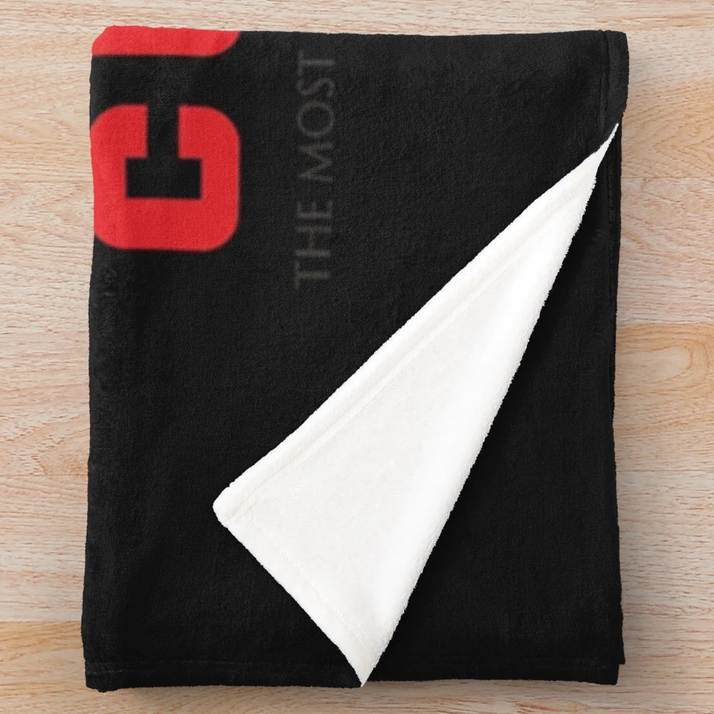 Luxury cruise-inspired plush blanket with Cunard ship and Liverpool skyline imagery