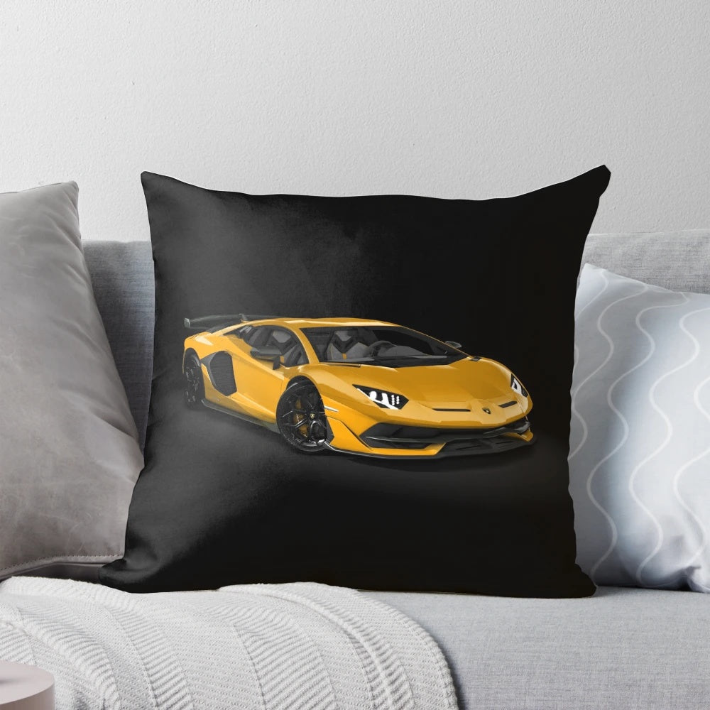 Lamborghini Aventador SVJ inspired decorative pillow with sleek, sports car design