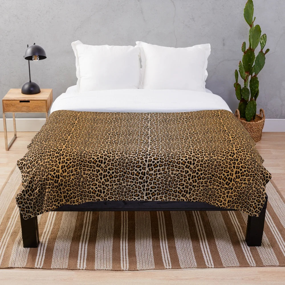 Leopard print plush blanket for soft and cozy home decor