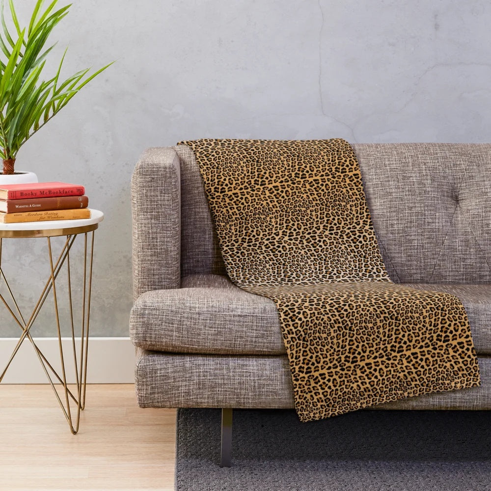 Leopard print plush blanket for soft and cozy home decor