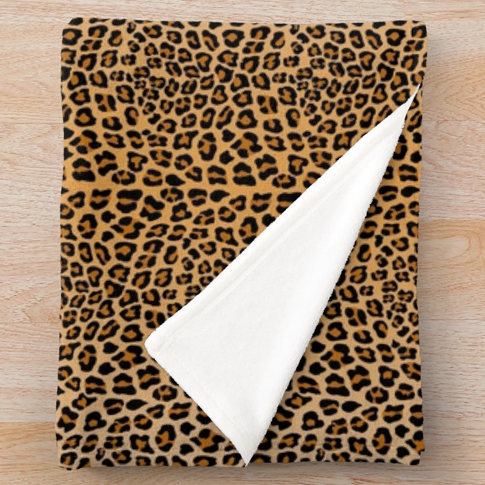 Leopard print plush blanket for soft and cozy home decor