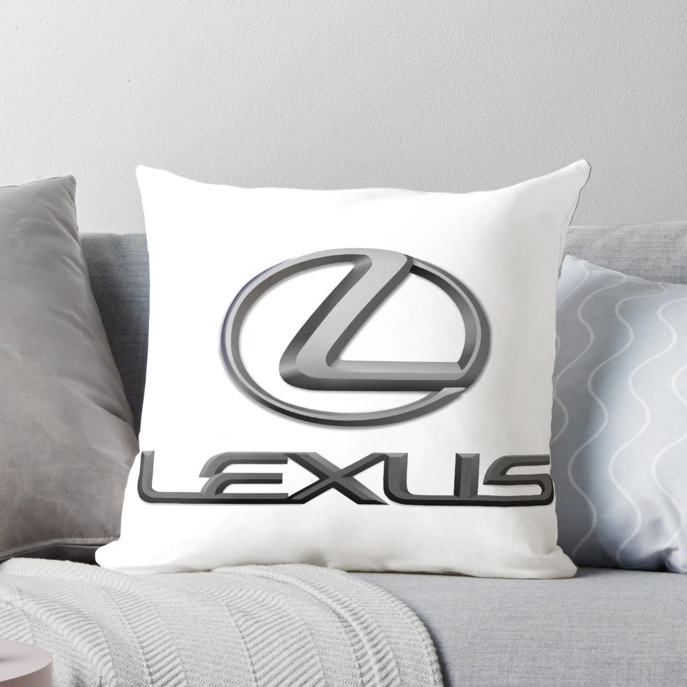 Soft, plush Lexus logo pillow for luxury car enthusiasts and home decor.